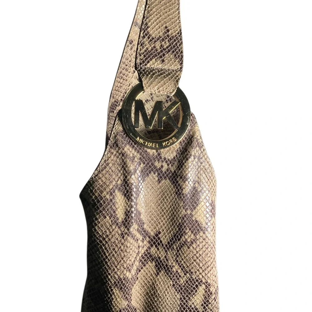 Michael Kors python embossed FULTON HOBO Shoulder Bag